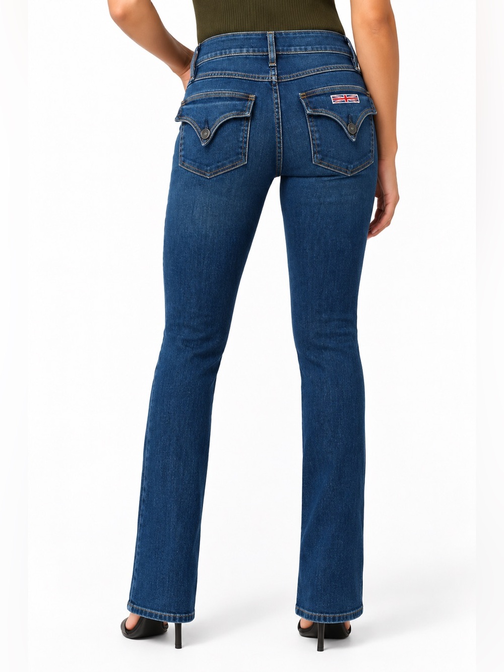 HUDSON Y2K Signature Bootcut Low Rise Dark Rinse Denim Jeans Button Flap Pockets